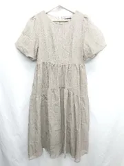 ◇ ⊂ La-gemme ラジェム 半袖 ロング ワンピース サイズF ブラウンカーキ レディース E  【1410290024812】