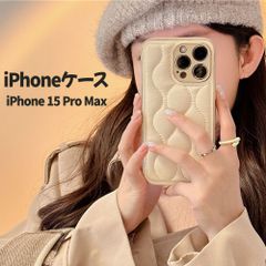 iPhoneケース iPhone 15 Pro Max ケース アイボリーブラウン キルティング おしゃれ スマホケース 15プロマックス アイフォン 携帯ケース 韓国 高級感 ivory brown