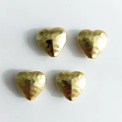 メタルビーズ ハート型15mm 4個入 マットゴールド [№ 123G] 18kgp ハンマー 槌目 アンティーク調 アクセサリー ハンドメイド資材 パーツ屋