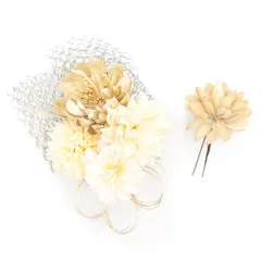 髪飾り 成人式 水引 振袖 前撮り 袴 花 白 ゴールド ベロア 大きい 小さい 2点セット 着物 和装 かんざし コーム Uピン 大人 No.12-1020