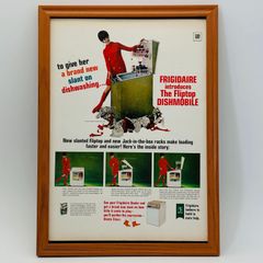 レトロ 広告　ビンテージ　ポスター　　『 Frigidaire（フリジデア 』　フレーム付　※貴重な当時物 1960's　オリジナル アメリカ　ヴィンテージ 輸入雑貨　アドバタイジング( AZ1495 )