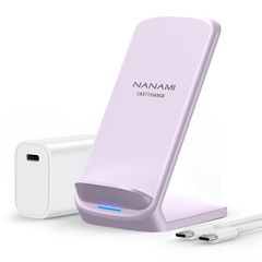 NANAMI ワイヤレス急速充電器 (USB-C 20W出力の急速充電器に昇進) 置くだけ充電器 セット 7.5W/10W/15W iPhone 16/15/14/13/12シリーズ/SE第三世代/11(Pro)/XR/8(Plus) Galaxy S25 0
