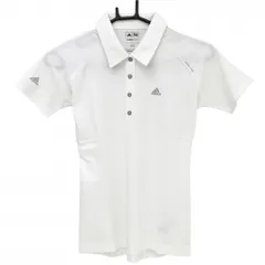 ★値下げ★【未使用品】アディダス 半袖ポロシャツ 白 格子柄織生地 CLIMACOOL ストレッチ 背面3ライン  レディース XS/XP ゴルフウェア adidas