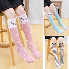 靴下 キッズ ニーハイソックス 女の子 可愛い動物柄  3足組