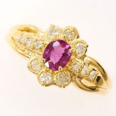 K18YG　リング　ring　指輪　11.5号　ルビー　0.39　ダイヤ　0.24　総重量約3.6g