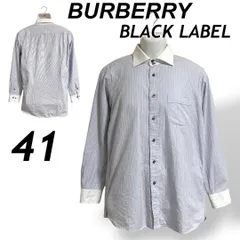 BURBERRY BLACK LABEL バーバリーブラックレーベル メンズ 長袖シャツ 41 綿 ビジネス BMH66-010-24  三陽商会 ストライプ ライトブルー系 (C31)★