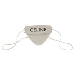 CELINE (セリーヌ) トライアングルバッグ プリントロゴ レザーショルダーバック ホワイト 195903DCS.01BC