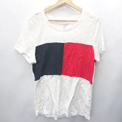 ◇ TOMMY HILFIGER カジュアル 薄手生地 クルーネック 半袖 Tシャツ サイズL/G ホワイト ネイビー レッド メンズ E  【1404240012639】
