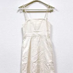 【美品】GRL グレイル オフホワイト 無地 レディース M 背面ファスナー スリット入り コットン100% タイト キャミソールワンピース KHｰＷｰ241132