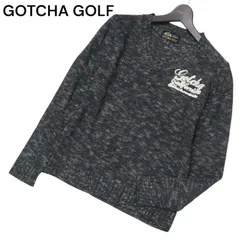 GOTCHA GOLF ガッチャ ゴルフ 秋冬★ ロゴ刺繍 Vネック メランジ ニット セーター Sz.S メンズ 黒
