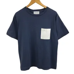 アーバンリサーチ ドアーズ URBAN RESEARCH DOORS Tシャツ カットソー プルオーバー ラウンドネック 無地 半袖 40 青 白 ブルー ホワイト