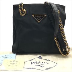 ミヤビ 様PRADA プラダ チェーンショルダーバッグ ロゴ型押し 黒