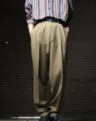 1990s- slates 2tuck wide-straight slacks wool blend 90年代 スレーツ 2タック ワイドストレート スラックス ウール混 ベージュ系 W32
