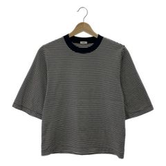 LOEFF / ロエフ | スビンコットン ボーダー 5分袖クルーネックTシャツ カットソー | F | ネイビー/ホワイト | レディース