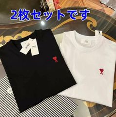 新品未使用 アミパリス amiparis アミパリス 半袖 Tシャツ 男女兼用 ピンク 黑+白 2枚