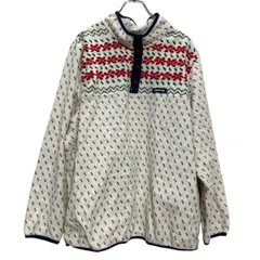 LANDS'END ハーフボタン フリースジャケット レディース 2XL ホワイト レッド グリーン ランズエンド 古着卸 アメリカ仕入 a701-6393