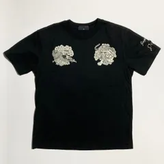 和柄 龍 虎 ドラゴン タイガー 富士 日本列島 デザイン Tシャツ 半袖 ブラック メンズ M スーベニア アメカジ ストリート 古着■ZTP13