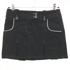 フィラゴルフ スカート 黒×白 ボックスプリーツ ハート レディース M ゴルフウェア FILA GOLF