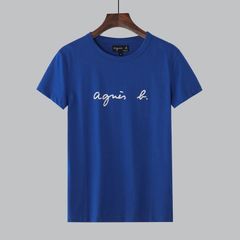 agnes b. アニエスベー レディース メンズ　Tシャツ ブルー　可愛い　シャツ　真ん中大きいロゴ