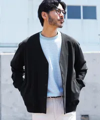 新品 未使用 JIGGYS SHOP(ジギーズショップ)接触冷感ストレッチＶネックカーディガン 218071 ブラック