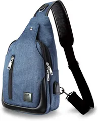 C two Q ショルダーバッグ ボディバッグ 斜めがけ 軽量 防水 大容量 メンズ レディース 5.ブルー( 055.ブルー（USB無し）)