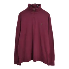 Polo by Ralph Lauren ポロ ラルフローレン ハーフジップ コットンセーター ワインレッド(メンズ L)中古 古着 V5779
