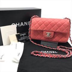 良品 CHANEL シャネル ココマーク ターンロック ソフトキャビア ミニマトラッセ チェーン ショルダー バッグ 17番 ピンク dc8