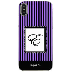 【新品未使用】iPhone14 Pro アイフォン14プロ クリア ハードケース ( ストライプパープル  イニシャルE ) ボーダー ストライプ イニシャル アルファベット