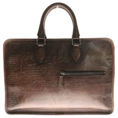 Berluti (ベルルッティ) カリグラフィ アンジュール ビジネスバッグ トートバッグ ハンドバッグ シルバー金具 ブラウン レザー
