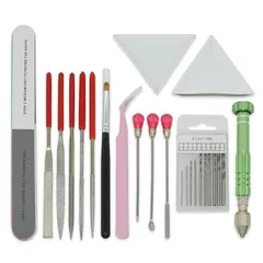 UVレジン 基本道具 14点 キット ピンバイス 調色スティック 調色パレット ピンセット ヤスリ ジェルブラシ ファイル 0