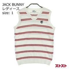 美品】ジャックバニー Vネック ニットベスト メンズ4（M） 赤 ゴルフ