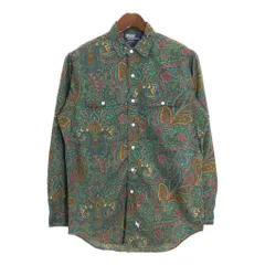 90年代 USA製 Polo by Ralph Lauren ポロ ラルフローレン ペイズリーシャツ グリーン (メンズ M) 中古 古着 T3093