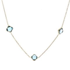 GSTV K18YG クリシュナ ネックレス ロンドンブルートパーズ フラワー ステーション ロング 箱 84cm【新品仕上済】【zz】【中古】