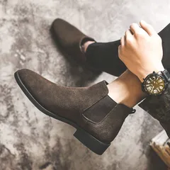 ブーツ メンズ フォーマル ショートブーツ  暖かい 裏起毛 ビジネスシューズ 紳士靴 チェルシーブーツ おしゃれ カジュアル スエードシューズ 防寒 防滑 保暖 裏起毛 冬用 冬靴 zyida01☆DZ10