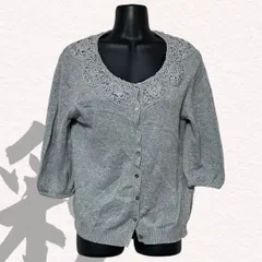 アースミュージックアンドエコロジー　カーディガン　グレー　レディース　ニット　レース