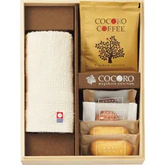 ココロ 今治タオル・スイーツセット 木箱入 COCO-15S 香典返し 御供 粗供養 詰め合わせ ギフト プレゼント 割引 景品 品物 新築祝い 結婚内祝い 出産内祝い ご挨拶 引っ越し 引越し 内祝い 写真入り メッセージカード のし