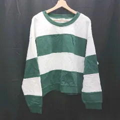 ◇ Θ RCW BLUE LABEL ボーダー 長袖 トレーナー スウェット サイズ M ホワイト グリーン レディース E  【1502030046106】