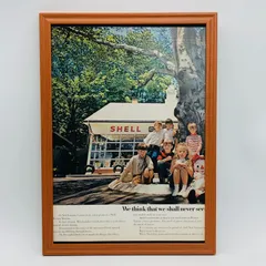 ビンテージ 広告　ポスター　『 シェル 石油 　(Shell) 』 1960's　額付　※当時物　オリジナル アメリカ 輸入雑貨　ヴィンテージ　雑誌　アドバタイジング 　アートフレーム　レトロ　 　( AZ2143 )