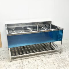 【送料無料】未使用 B品 2槽シンク W1545×D850×H800 親子シンク 流し台 ステンレスシンク 業務用シンク 厨房
