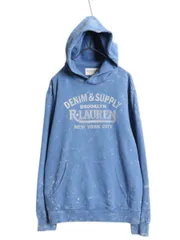 【お得なクーポン配布中!】 ブリーチ 加工 デニム&サプライ ラルフローレン プリント スウェット パーカー メンズ XL ポロ トレーナー プルオーバー 薄手 大きいサイズ