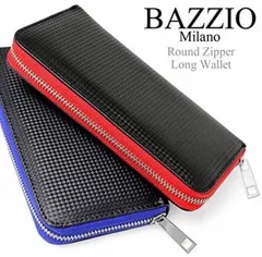 ラウンドファスナー 長財布 牛革 ブラック BAZZIO シンプル プレゼント