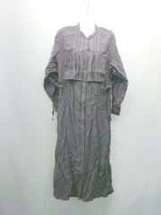 ◇ apart by lowrys ピンタック レイヤード風 フロントボタン 長袖 ロング ワンピース サイズM ダークグレー レディース E 【1306260048332】