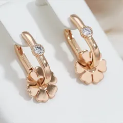 【14KGP】揺れる フラワー 一石 ジルコン ピアス