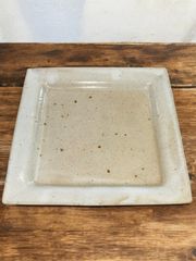 四角皿 陶器 宮崎陶器 角皿 白釉 直径20cm 食器