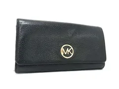 ■美品■ MICHAEL KORS マイケルコース レザー 二つ折り 長財布 ウォレット 札入れ 小銭入れ カード入れ ブラック系 DH4374