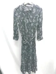 ◇ ⊇ ZARA ザラ 花柄 長袖 マキシ ワンピース サイズM ブラック レディース E  【1410100012633】