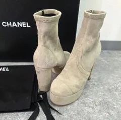 専用ページ★24K CHANEL シャネル スエード ショートブーツ 厚底 プラットフォームブーツ ココマーク ベージュ 伸縮性あり 35 22㎝ レディース  Beige ベージュ used:A 【中古】