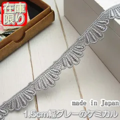 1.5cm幅グレーのケミカルレース(5m)