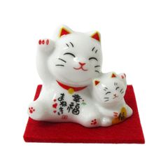 白水晶の親子まねきねこちゃん形オルゴナイト☆ - メルカリ
