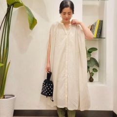 アーバンリサーチ スタンドネック ノースリーブ シャツワンピース 春夏 リネン風